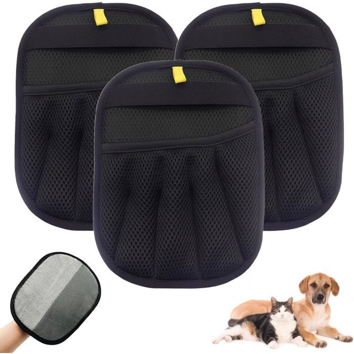 Meilleurs prix pour Brosse Anti Poils Animaux Gants Poil Chat Double Face pour Animaux de Compagnie Gants Dépilation danimaux (3PCS) BROSSE