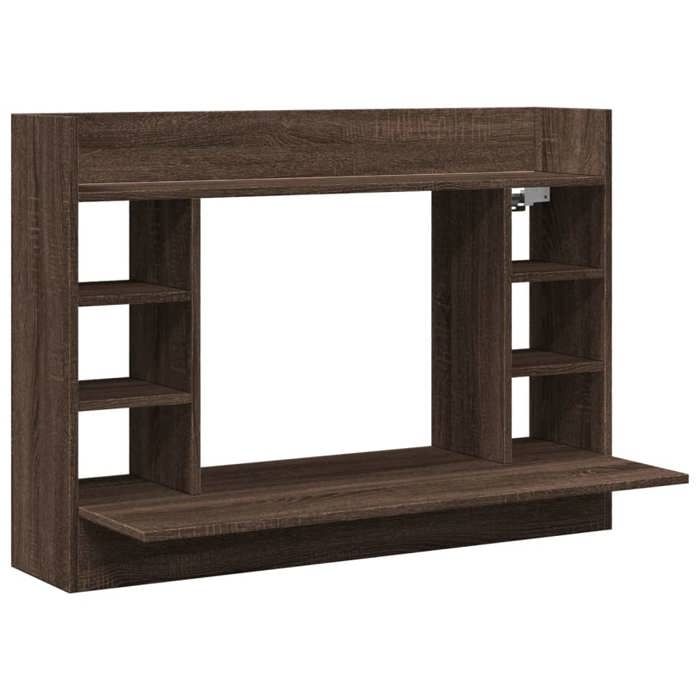 ROUMEI®Table Informatique pour étudiants - Bureau mural chêne marron 105x48x75cm Bois dingénierie - 1 personne qdk63242