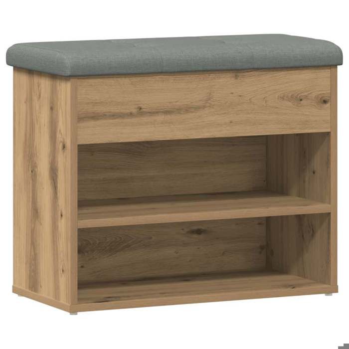 991155& Banc à chaussures - pouf de rangement chêne artisanal 62x32x50 cm - Bois - Panneaux de particules