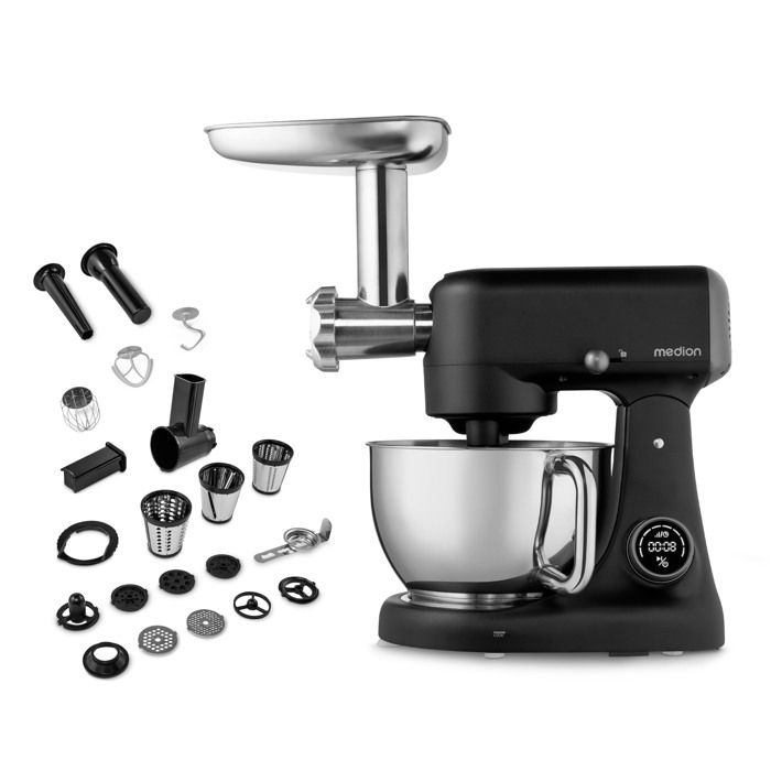 Robot pâtissier - Medion MD12600 - bol 47 L - moteur à courant continu silencieux 800 W - noir - Medion