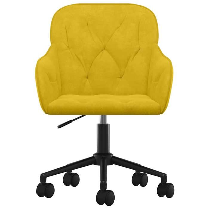 Chaise de bureau pivotante en velours - CLARENCE - Jaune - 56x61x(78-86) cm - Pivotement à 360 degrés - Hauteur réglable