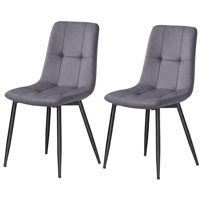 Lot de 2 Chaises de Salle à Manger Chaises Rembourrées en Velours Pieds Réglables pour Cuisine Salon Gris Lot de 2 Chaises de Salle à Manger Chaises Rembourrées en Velours Pieds Réglables pour Cuisine Salon Gris