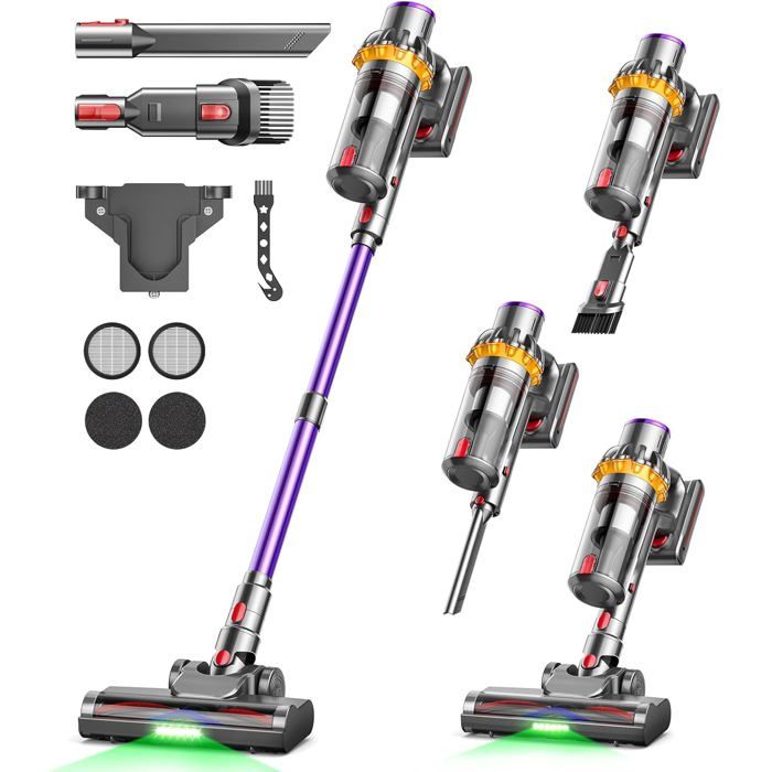 Aspirateur balai sans fil - JOZSI - 550W - 45kPa - 70 min - Tête V anti emmêlement - Jozsi