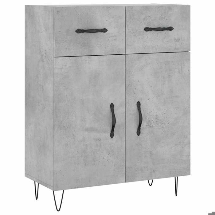 SOLDE DHIVER®Buffet de Cuisine KENNETH - ENFILADE - Armoire Bas vitrine gris béton 69 5x34x90cm - Bois dingénierie - 498718