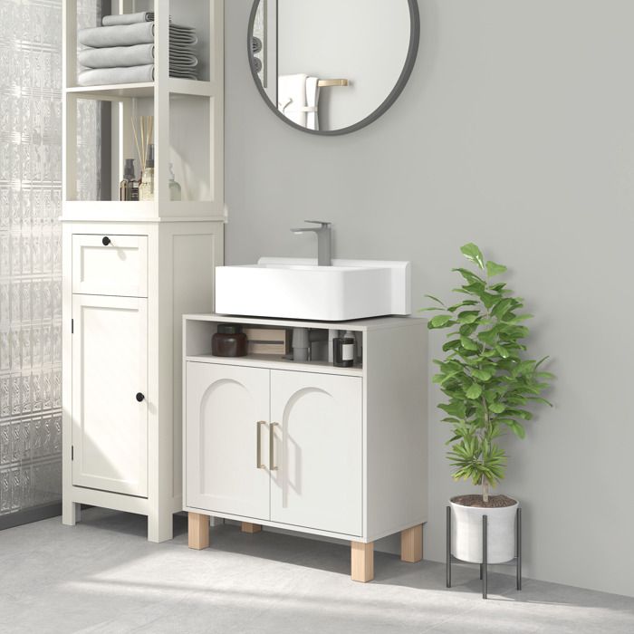 Meuble sous lavabo - AKOZON - 10288 - 60 x 30 x 63 cm - 2 portes - Étagère réglable 5 positions