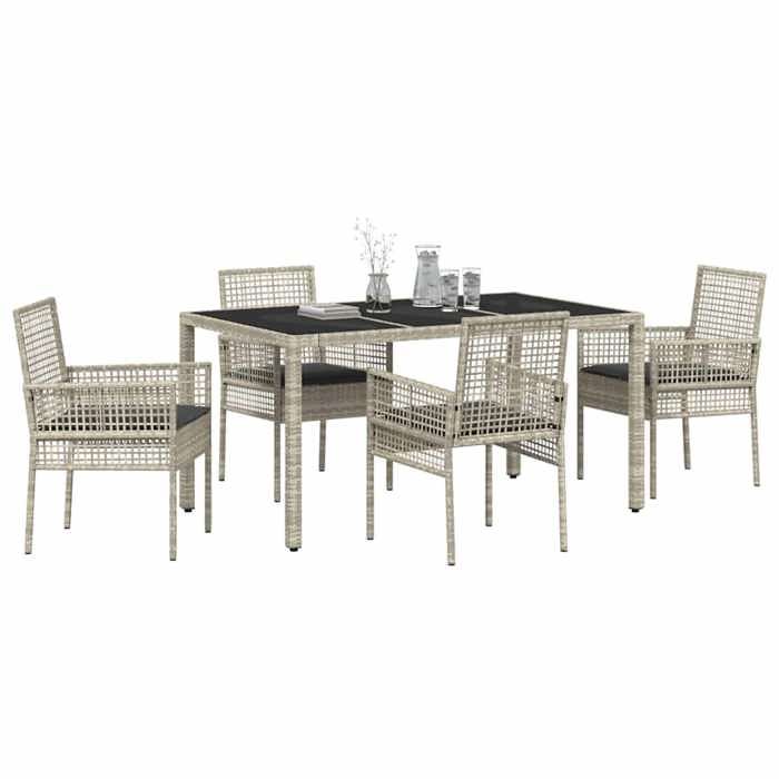 HOT SALE* Ensemble de salle à manger pour jardin - 5 pcs - SHIELD - Table de jardin et 4 Fauteuils - Gris clair 9306206