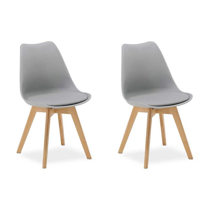 2 Chaises Gris – Chaise Design en Plastique avec Pieds en Bois Chaises de Salle à Manger Moderne 2 Chaises Gris – Chaise Design en Plastique avec Pieds en Bois Chaises de Salle à Manger Moderne