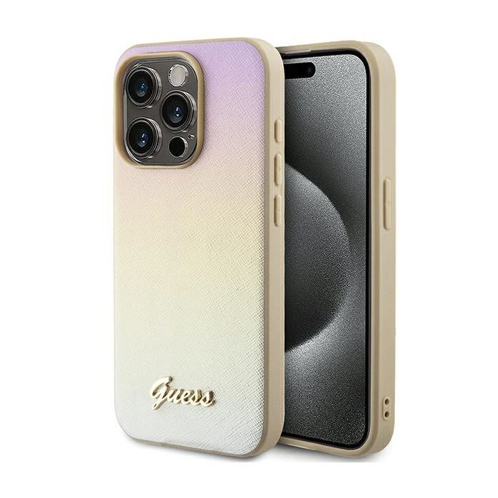 Guess Coque Saffiano Gold pour iPhone 14 Pro Max Jaune - vue 4