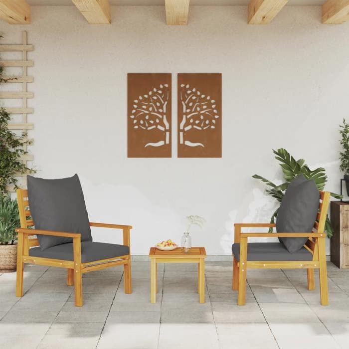 Fauteuil de jardin - moderne - Meuble de balcon - lot de 2 - avec coussin bois massif dacacia CC2611