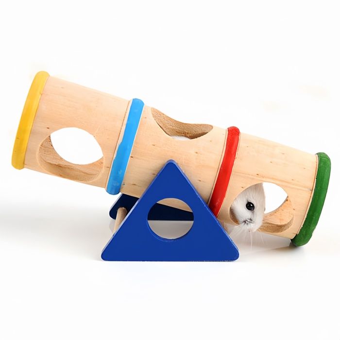 Jouet pour hamster Tunnel arc-en-ciel en bois hamster 167x55x5cm Maison d‘exploration à plusieurs entrées Idéal jeux des hamsters