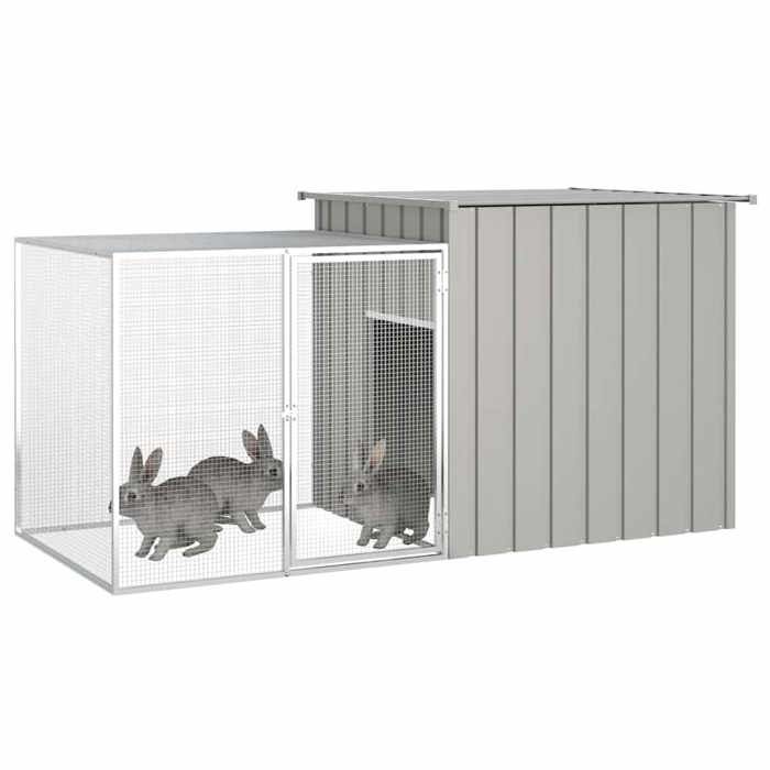 {Soldes d’été} - Gris - Clapier Gris 200 x 91 x 100 cm Acier galvanisé - Abris&cage pour petit animaux EU250429882