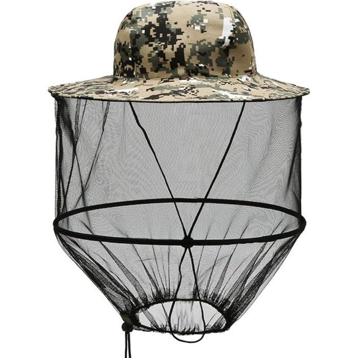Chapeau dApiculteur à Moustiquaire Anti-moustiques Avec Voile - Protection pour Jardinage en Extérieur Jungle Pêche - Pli