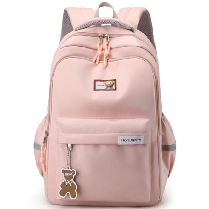 XJYDNCG Sac à Dos Enfant Cartable Fille Primaire Collège Sac à Dos Scolaire Style Minimaliste - Rose
