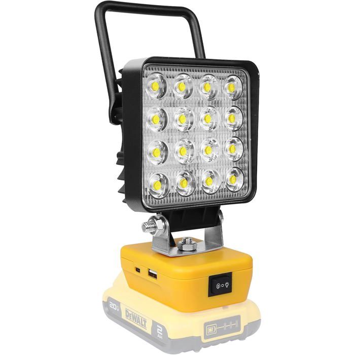 Projecteur Led Rechargeable Pour Dewalt Batterie 18V Portable Phare De Travail Led 48W 4800Lm Sans Fil Lampe Pour Chantier G[CA126]