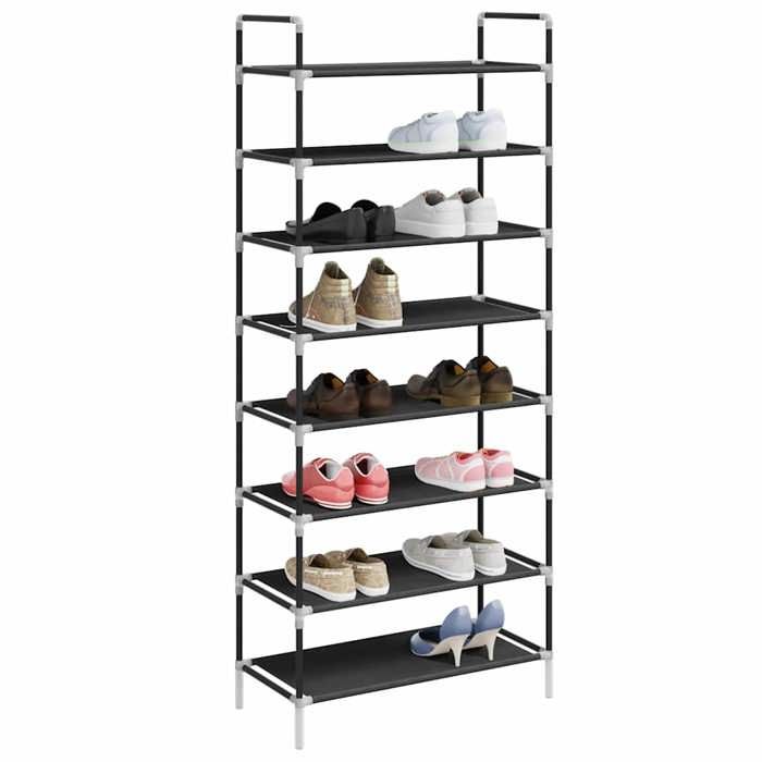 Meuble entree - vidaXL - CHIC - Range-chaussures avec 8 étagères Métal et Tissu non tissé Noir - 1.78 kg FR950305