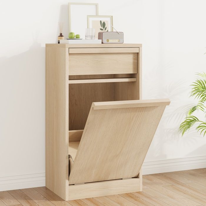 Armoire Poubelle Cachée – Système Anti-Chien Tiroir Intégré Design Gain de Place Caisse Basculante Tiroir de Stockage