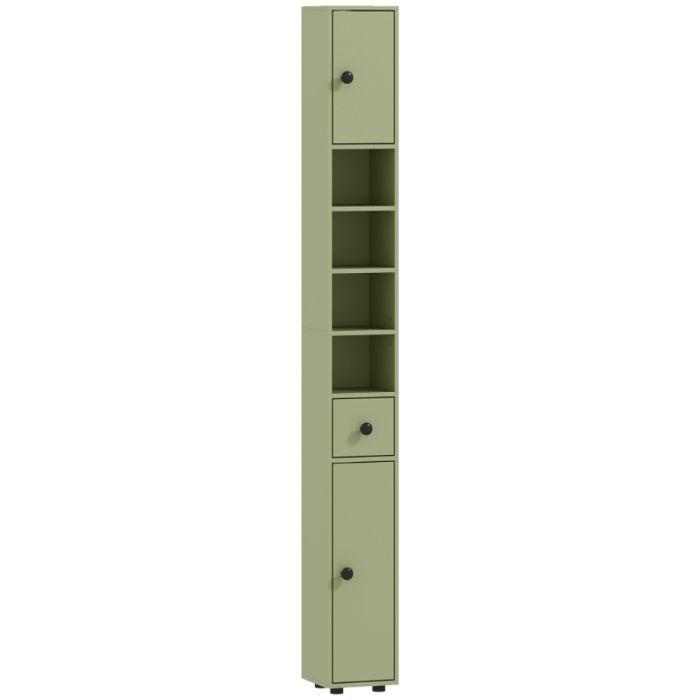 Fixation murale armoire de salle de bain étroite avec tiroir et 4 étagères ouvertes