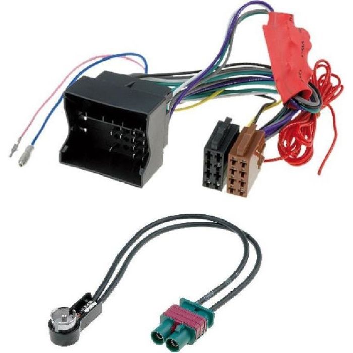 Kit Adaptateurs ISO Autoradio + antenne - Pour systeme amplifie non-Bose - Audi/ Seat/ Skoda/ VW ap02