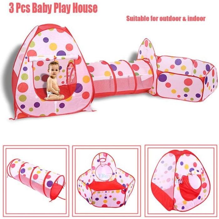 Tente De Jeu Enfant En 3 Piece Tente A Balles Avec Tunnel Piscine A Balles Jouet Enfants Cadeau Cdiscount Jeux Jouets