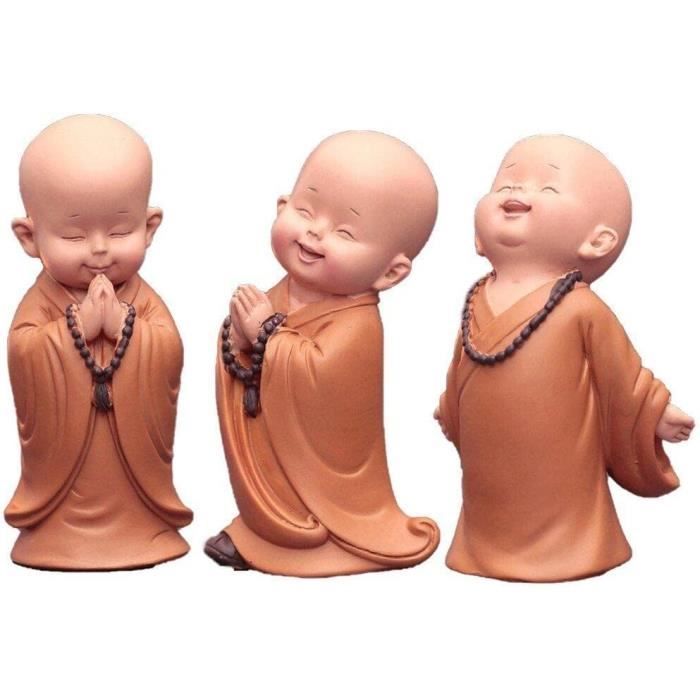 Set Of 4 Buddha Statues Mini Monk Statues Car Dashboard Decoration Home