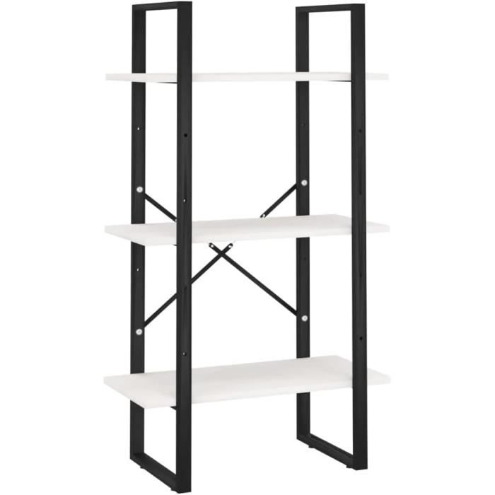 Étagère Bureau Livre 61x35x17cm - Organisateur Rangement Noir - Pour Chambre, Cuisine, Balcon