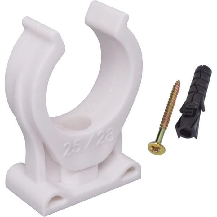 50 Colliers Double Clip Blancs Pour Tuyaux 12mm - Fixation Mur/Plafond