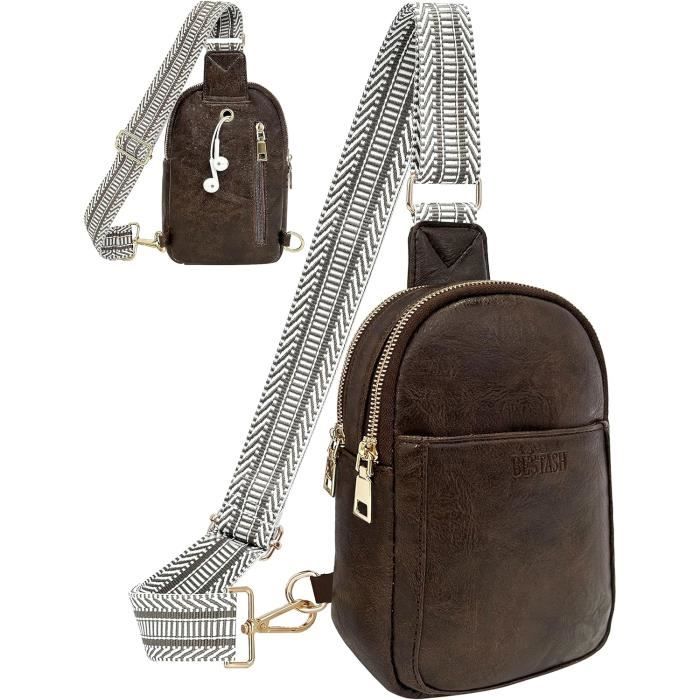Sac Bandoulière Femme Vinabilia - Sac Banane Cuir PU Antivol RFID
