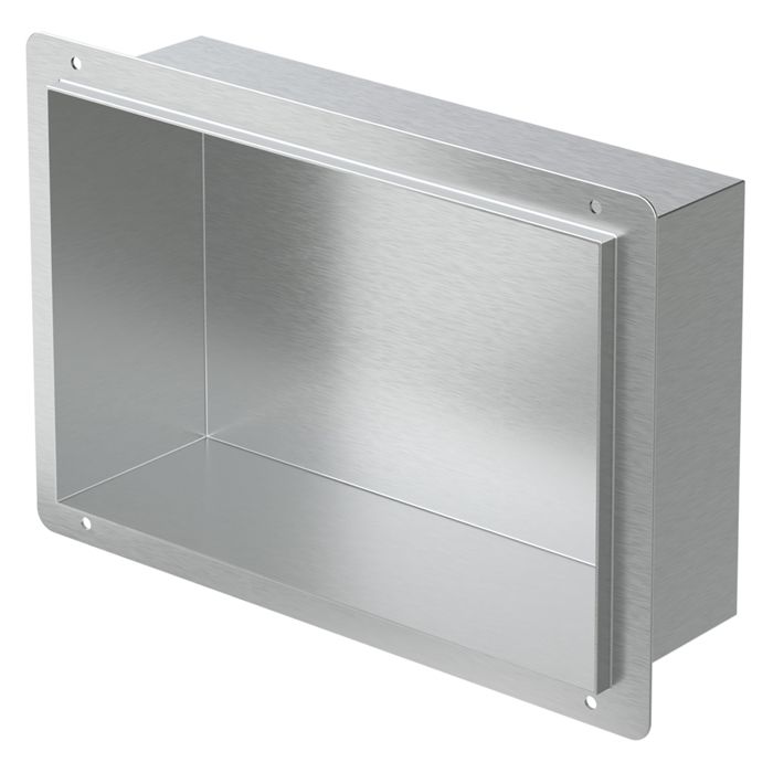 LuxeBath Niche de Douche Encastrée Murale 20x30x10 cm en Acier Inoxydable Argent sans Rebord Étagère Encastrable Salle de Bain