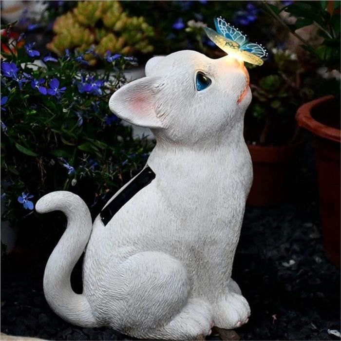 Lampe Solaire Animalière ReachMall - Lapin Chien écureuil - Statue Décorative Jardin 12cm - Résine LED