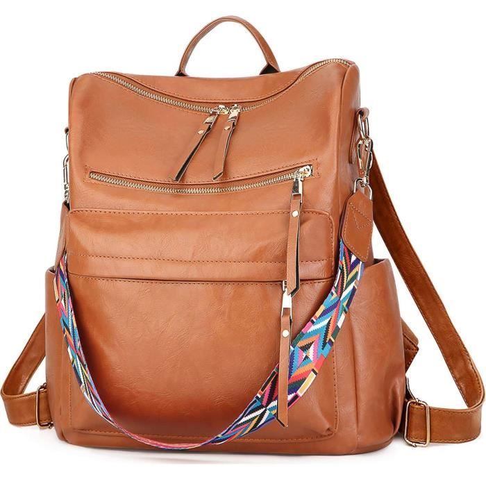 Sac à Dos Convertible UBAYMAX Pour Femme - Cuir Imperméable, 15 Poches, Idéal Voyage/Bureau/Cadeau