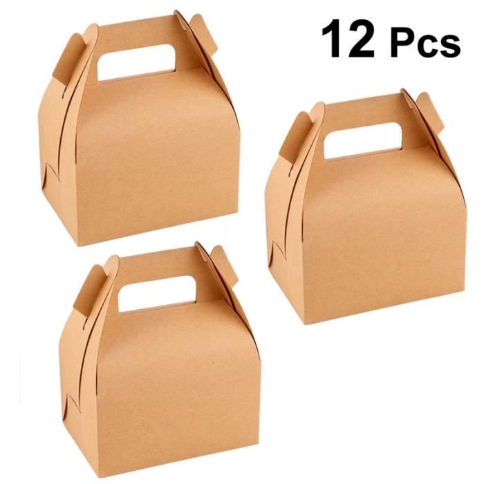 12pcs Kraft Papier Gable Traiter Les Boites Bonbons Cadeau Boite De Cadeau Pour Anniversaire Mariage Baby Shower Party Festival Achat Vente Boite Cadeau 12pcs Kraft Papier Gable Cdiscount