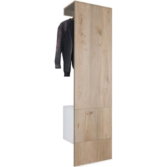 Vladon Vestiaire Garderobe Carlton Set 5 Corps en Blanc mat - Panneau portemanteau en Chêne Nordique Vladon Vestiaire Garderobe Carlton Set 5 Corps en Blanc mat - Panneau portemanteau en Chêne Nordique