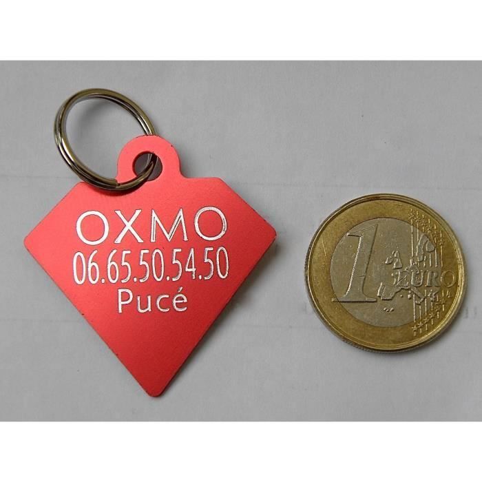1 MÉDAILLE gravée pour chien DIAMANT ROUGE personnalisation