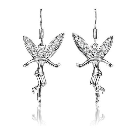 Boucles D'oreilles La Fée Clochette En Quartz Rose Et Argent 925/1000 - Puces 18mm, Neuves Avec étiquettes