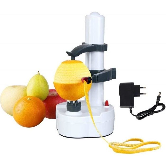 éplucheur electrique avec adaptateur,multifonction cuisine automatique épluche pour pommes de terre,fruits et légumes-blanc