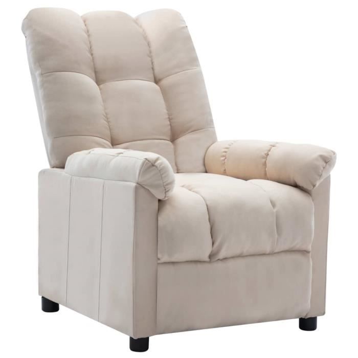 Home Market-7432 Fauteuil TV Fauteuil de relax inclinable - Fauteuil Relaxation Crème Tissu