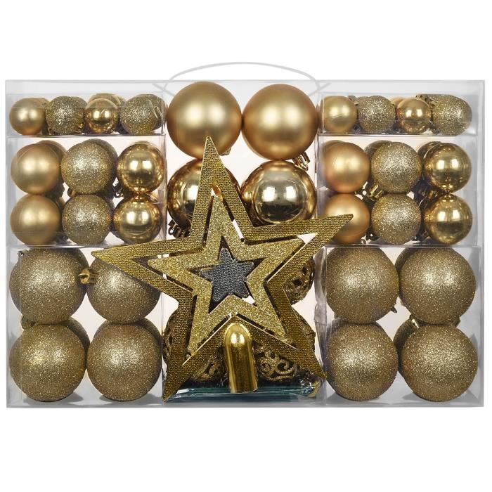 Boules de Noel Decoration Sapin Noel Or 101 Pièces, Boîte de Boules de