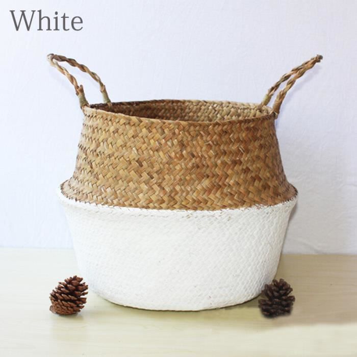 Panier en jode mer Panier en jode mer naturel avec poignées Panier tressé pliable pour le