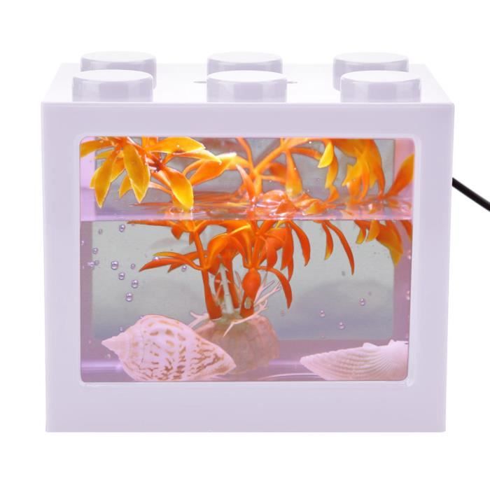 Dioche petit aquarium Décoratif Mini Aquarium USB Lampe LED Lampe Fish Tank  Box Office Tea Table Decor (Blanc) - Cdiscount Animalerie