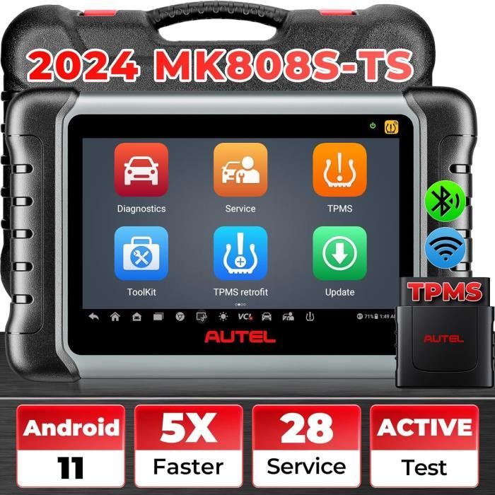 Autel MaxiCOM MK808S-TS Valise Diagnostic Auto Diagnostics Bluetooth de Tous les Systèmes Programme du capteur et 28+ Service