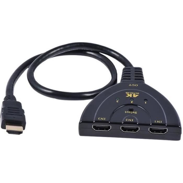 Commutateur HDMI 3 En 1 - 4K Ultra HD - Switch Automatique Sans Alimentation