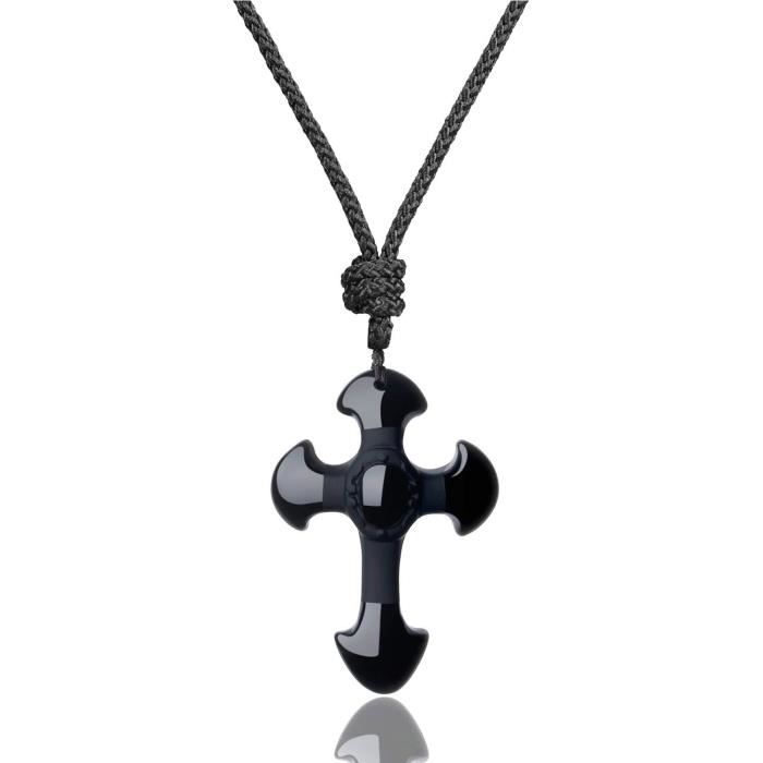 Croix d'obsidienne noire - Pièce unique - La Porte des Secrets