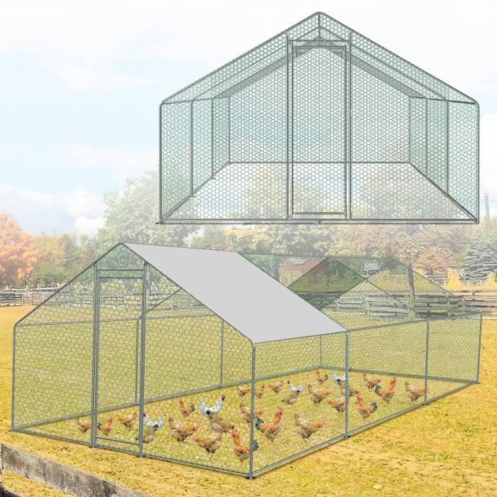 Meilleurs prix pour Clanmacy Enclos poulailler grillagé 3x4 M avec porte latérale et toit dôme 12 m²