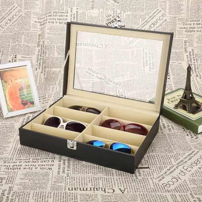 Boîte Présentoir Lunettes étui à lunettes Boîte de rangement pour lunettes  vitrine 8 Grilles cuir PU -RAI - Cdiscount Bijouterie