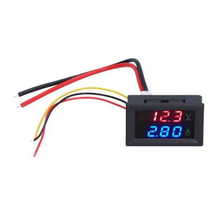 Voltmètre Ampèremètre Numérique Double Affichage – Tension 0-100V, Courant 0-10A – Écran LED Rouge Et Bleu – Pour Bricolage électronique
