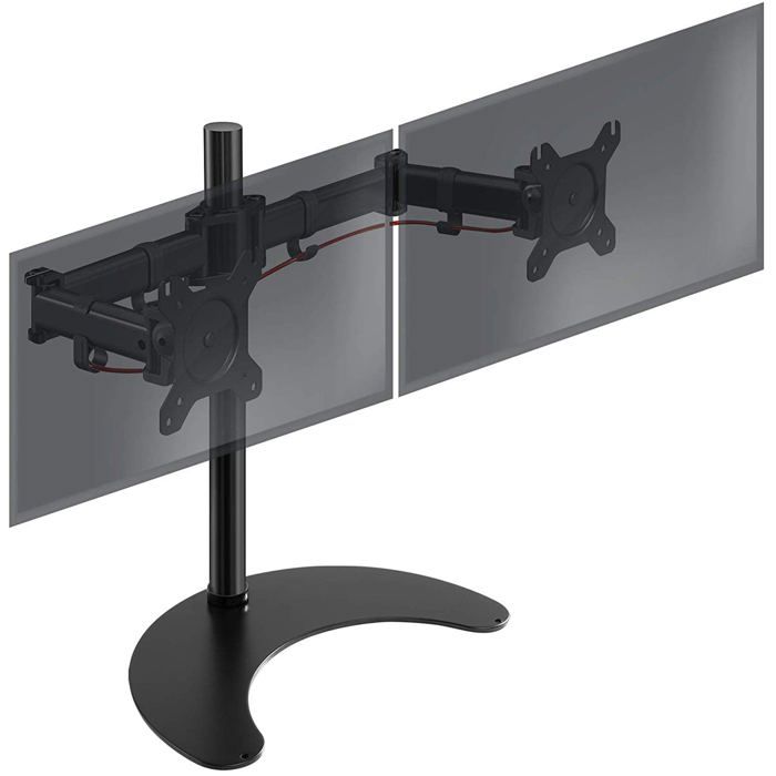 Support double 2 écrans PC pour bureau sur socle – Duronic – DM25D2 – Hauteur ajustable – VESA 75 / 100