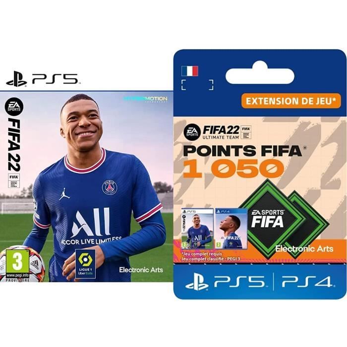 FIFA 22 PS5 + FIFA 22 Ultimate Team 1050 FIFA Points Cdiscount Jeux vidéo