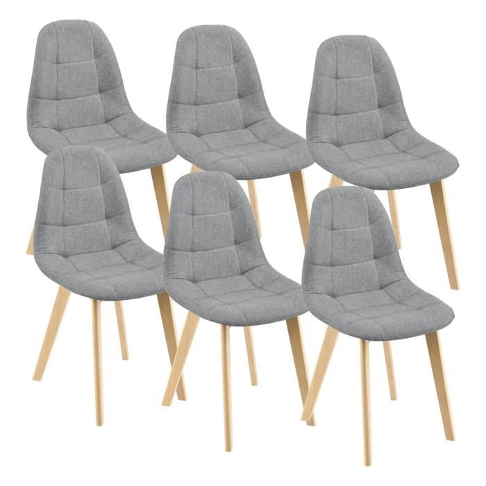 Lot de 6 Chaises de Salle à Manger Kopparberg 86 x 53 x 47 cm Gris Clair