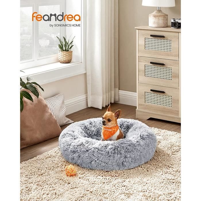 FEANDREA Panier Lit Ronde Canapé Coussin Central Amovible et Lavable Ø60 cm Gris Clair PGW038G01