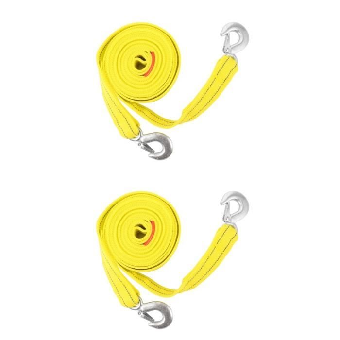 Sangle De Remorquage 4 Mètres - Charge 5 Tonnes, Nylon Haute Résistance, Avec Crochets De Sécurité